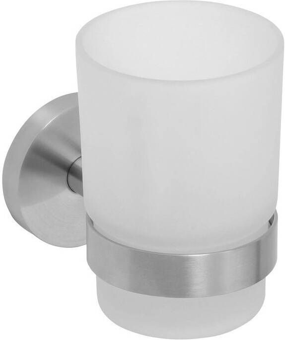 Sapho Bekerhouder X-Steel Hangend 7x10 cm Geborsteld RVS Melkglas