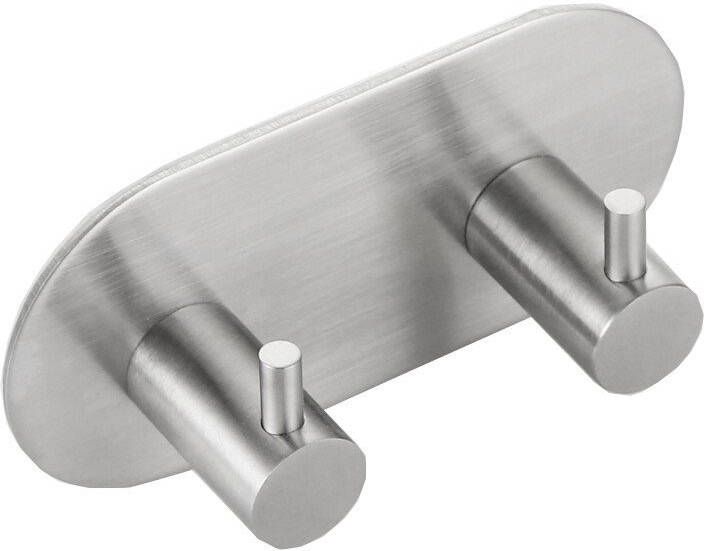 Sapho Dubbele Handdoekhaak 9.5x4.6 cm Zelfklevend Geborsteld RVS