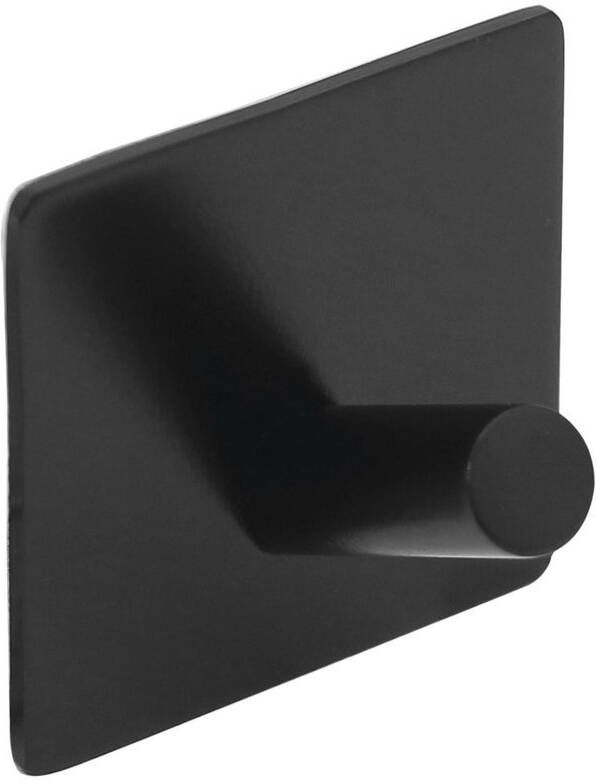 Sapho zelfklevende handdoekhaak mat zwart Vierkant