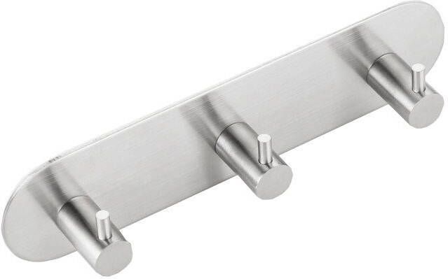 Sapho Drievoudige Handdoekhaak 19x4.6 cm Zelfklevend Geborsteld RVS