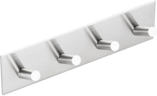 Sapho Viervoudige Handdoekhaak 18x4.4 cm Zelfklevend Geborsteld RVS