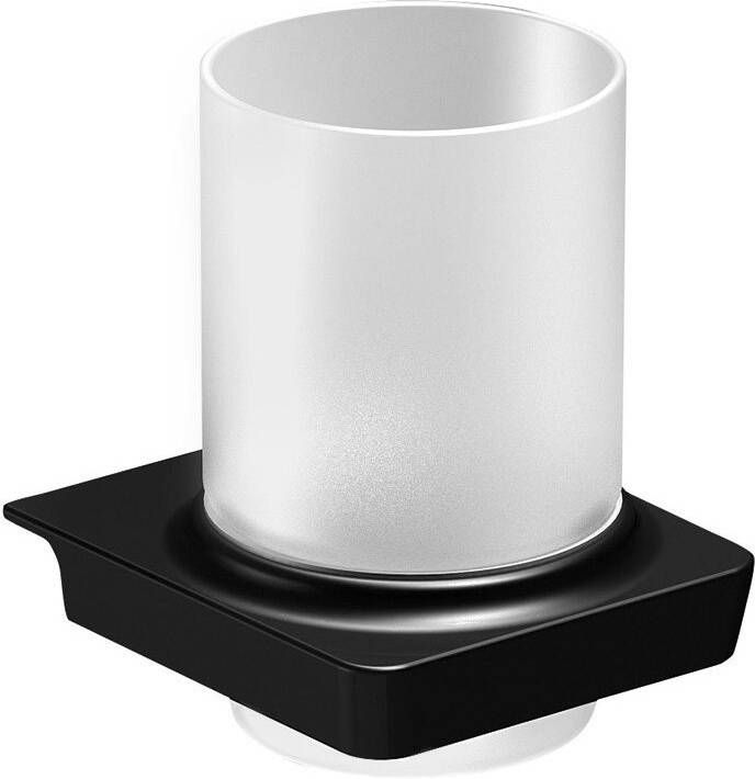 Sapho Bekerhouder Zen Black Hangend 8.2x10.5 cm Zwart Melkglas