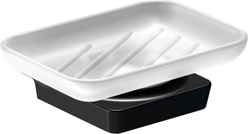 Sapho Zeephouder Zen Black Hangend 4.2x13.5 cm Zwart Melkglas