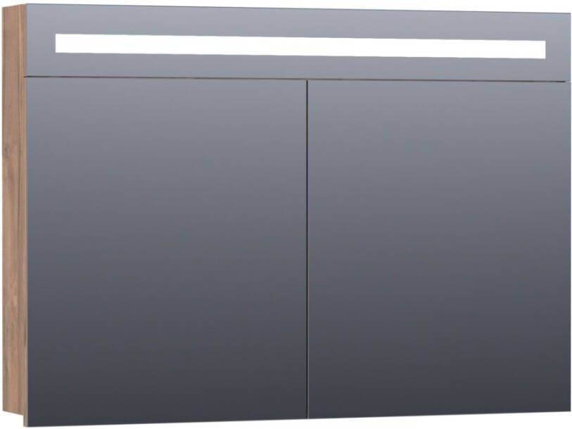 Saniclass 2.0 spiegelkast 100x70x15cm verlichting geintegreerd met 2 links- en rechtsdraaiende spiegeldeuren MFC Almond SK-TW100AL