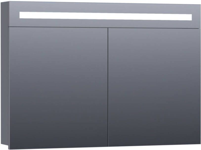 BRAUER 2.0 Spiegelkast 100x70x15cm verlichting geintegreerd 2 links- en rechtsdraaiende spiegeldeuren MDF hoogglans grijs 7286