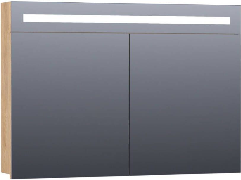 Saniclass 2.0 spiegelkast 100x70x15cm verlichting geintegreerd met 2 links- en rechtsdraaiende spiegeldeuren MFC Nomad 7333