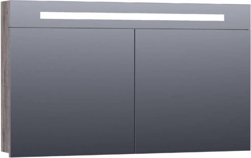 Saniclass 2.0 spiegelkast 120x70x15cm verlichting geintegreerd met 2 links- en rechtsdraaiende spiegeldeuren MFC Grey Canyon SK-TW120GC