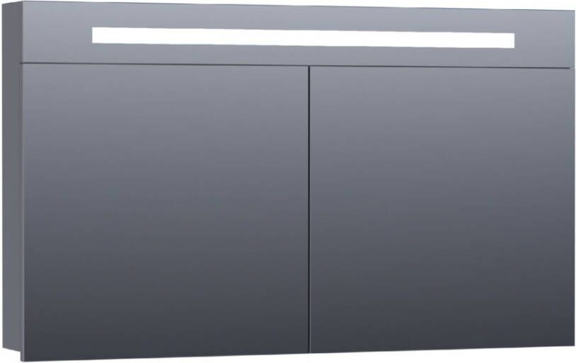 BRAUER 2.0 Spiegelkast 120x70x15cm verlichting geintegreerd 2 links- en rechtsdraaiende spiegeldeuren MDF hoogglans grijs 7287