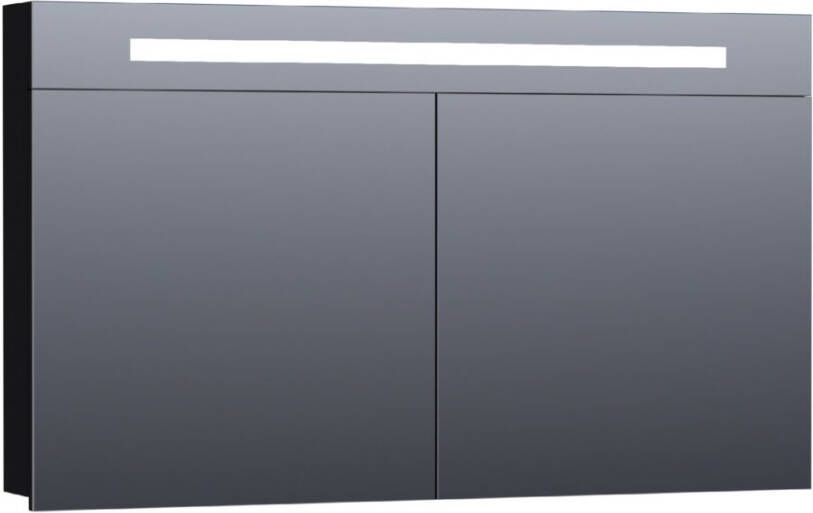 Saniclass 2.0 spiegelkast 120x70x15cm verlichting geintegreerd met 2 links- en rechtsdraaiende spiegeldeuren MDF hoogglans Zwart 7292 - Foto 2