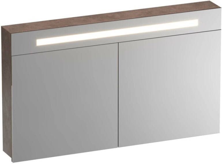 Saniclass 2.0 spiegelkast 120x70x15cm verlichting geintegreerd met 2 links- en rechtsdraaiende spiegeldeuren MFC Rusty SK-TW120RU