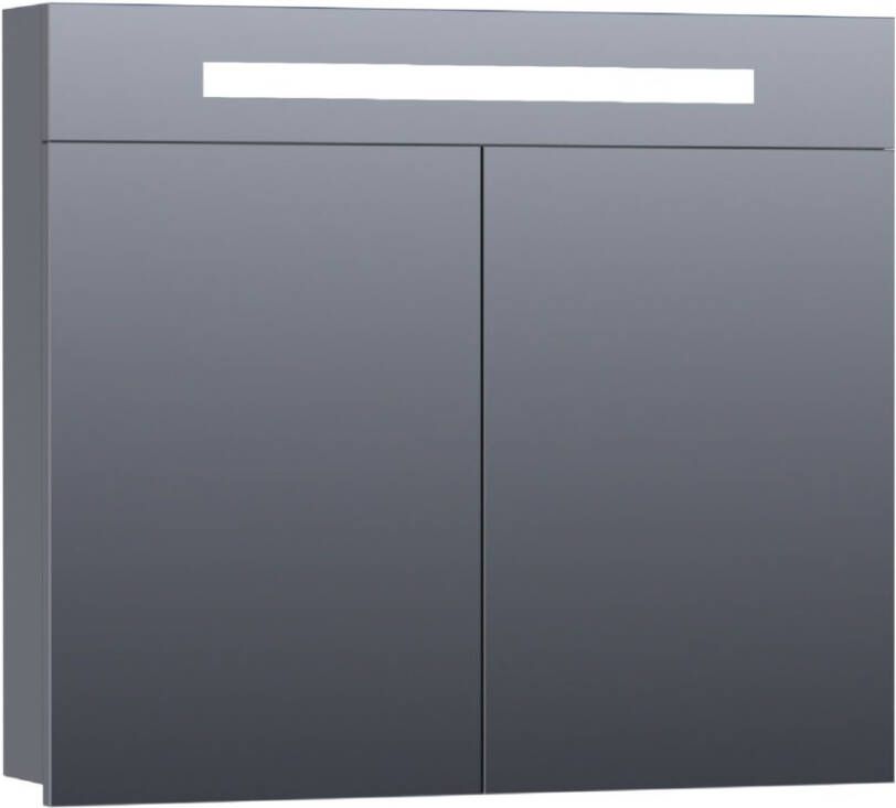 BRAUER 2.0 Spiegelkast 80x70x15cm verlichting geintegreerd 2 links- en rechtsdraaiende spiegeldeuren MDF hoogglans grijs 7285