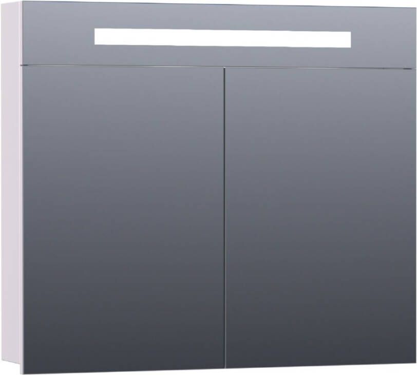 BRAUER 2.0 Spiegelkast 80x70x15cm verlichting geintegreerd 2 links- en rechtsdraaiende spiegeldeuren MDF mat wit 7295