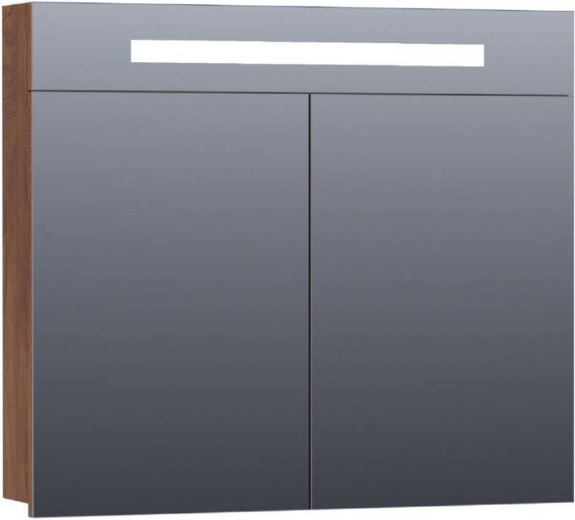 BRAUER 2.0 Spiegelkast 80x70x15cm verlichting geintegreerd 2 links- en rechtsdraaiende spiegeldeuren MFC viking shield 7342