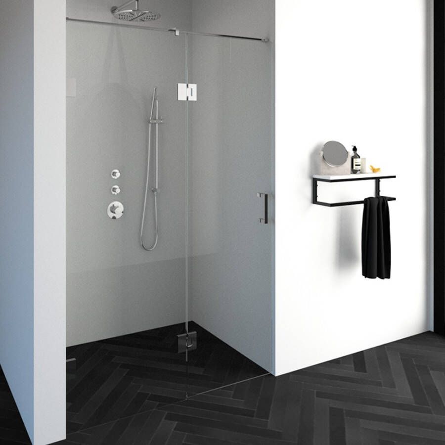 Saniclass Create douchedeur 130x200cm 2 delig profielloos met antikalk en 8mm veiligheidsglas chroom glans 4JC15 - Foto 2