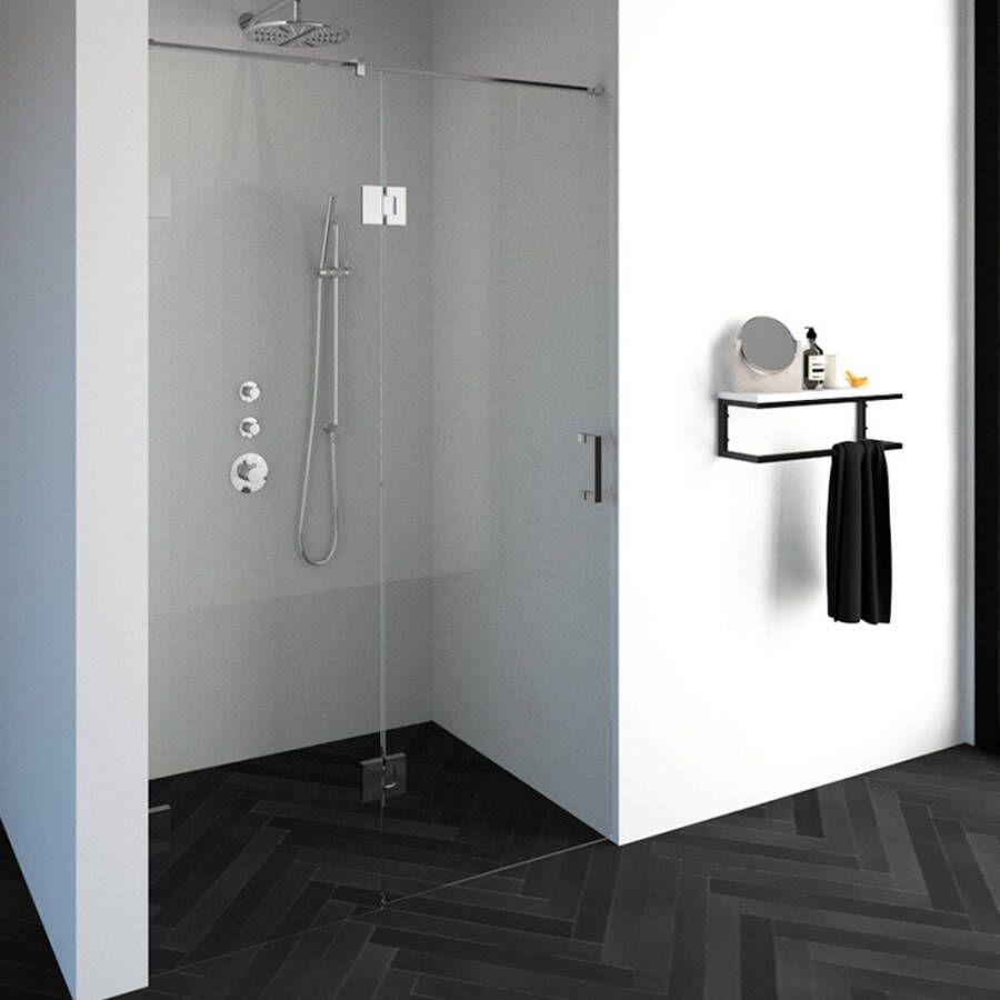 Saniclass Create douchedeur 130x200cm 2 delig profielloos met antikalk en 8mm veiligheidsglas chroom glans 4JC15