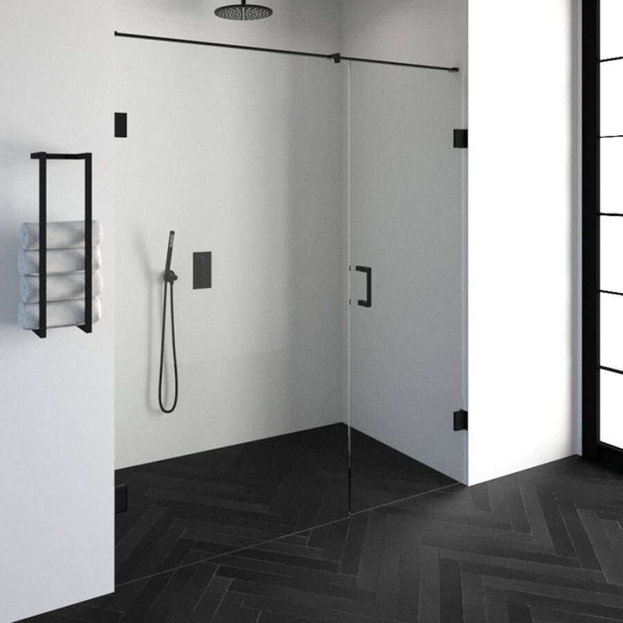 Saniclass Create douchedeur 180x200cm 2 delig profielloos met antikalk en 8mm veiligheidsglas geborsteld RVS 4JC14 - Foto 7