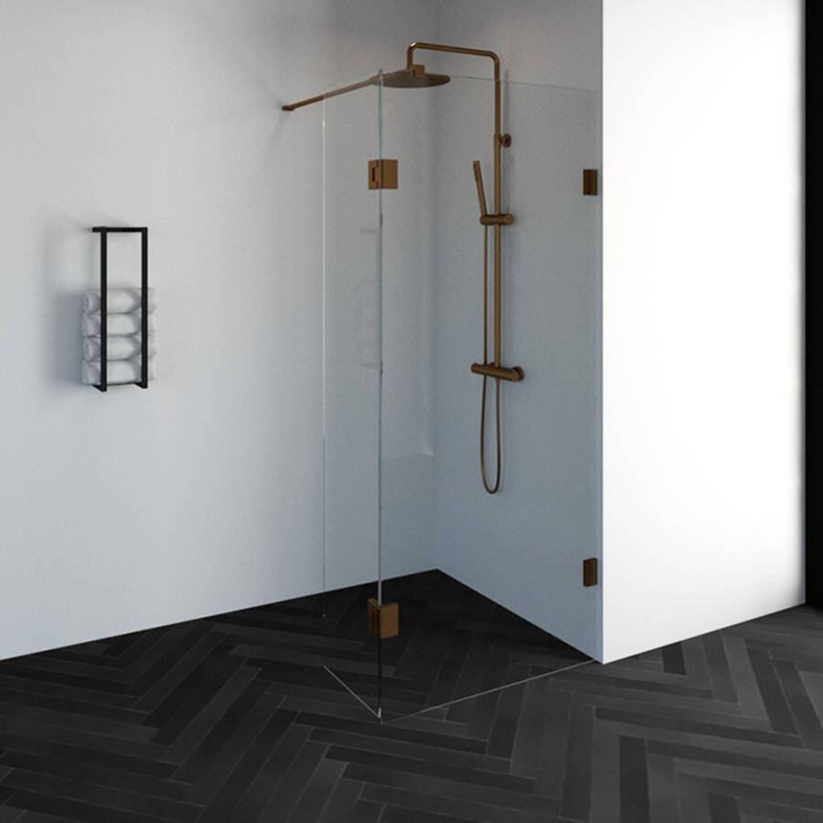 Saniclass Create inloopdouche 130x200cm profielloos met 40cm draaibare zijwand antikalk en 8mm veiligheidsglas geborsteld RVS 4JC3-130 40g - Foto 5