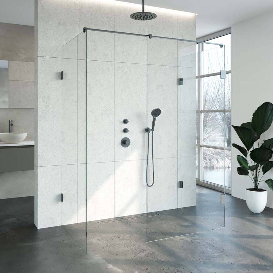 Sanitop Inloopdouche Compleet XL Just Creating Profielloos 90x160 cm Gunmetal