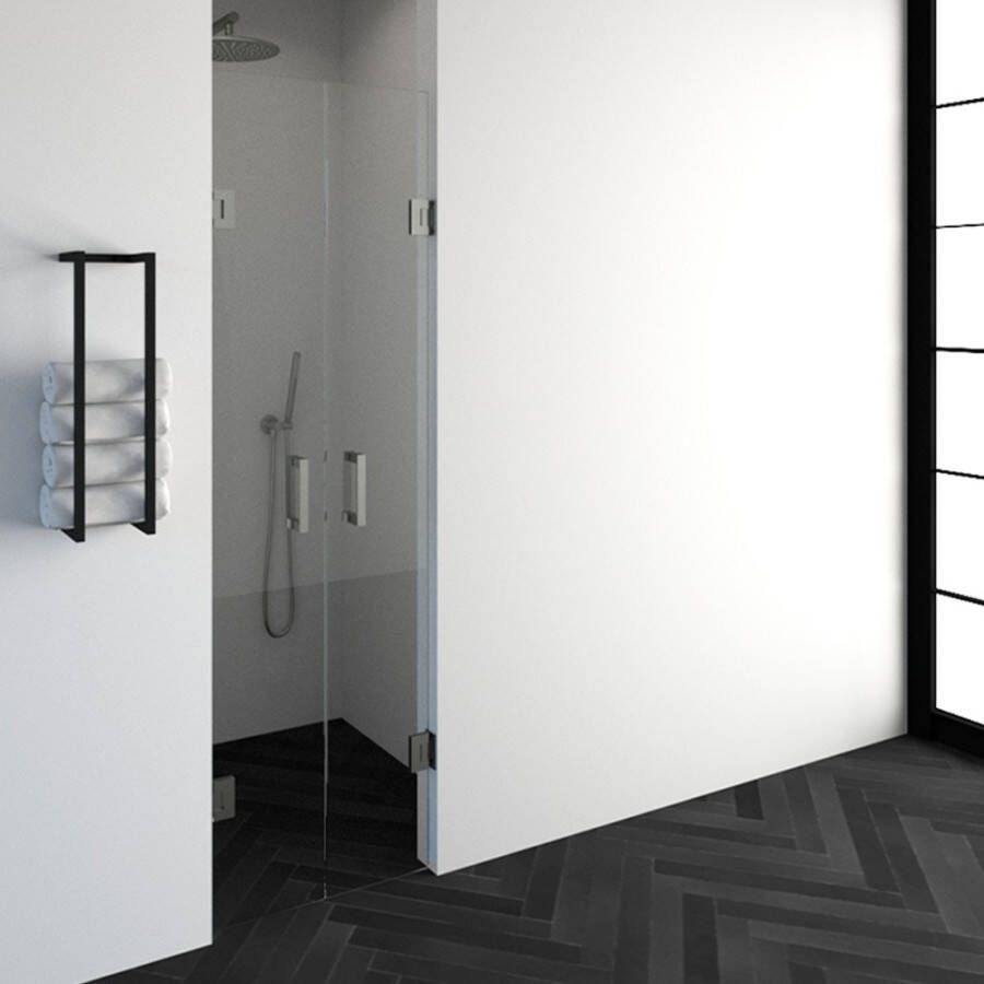 Saniclass Create pendeldeuren 60x200cm profielloos met antikalk en 8mm veiligheidsglas geborsteld RVS 4JC16