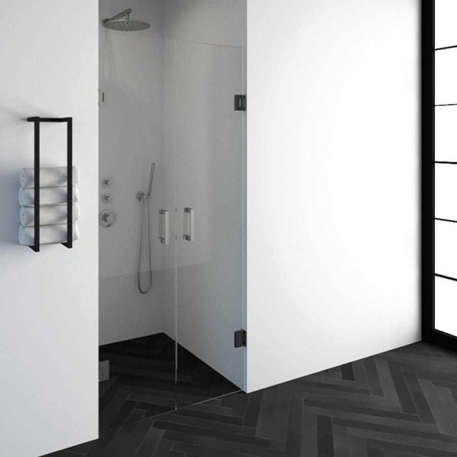 Saniclass Create pendeldeuren 90x200cm profielloos met antikalk en 8mm veiligheidsglas geborsteld RVS 4JC16 - Foto 2