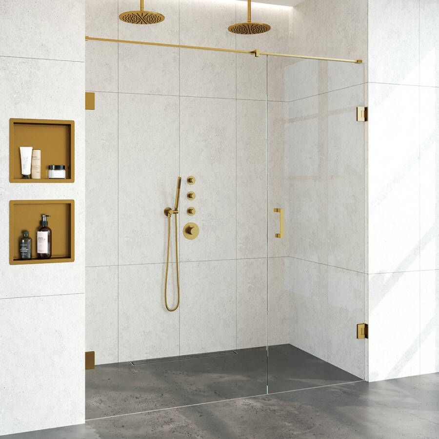 Saniclass Create douchedeur 180x200cm 2 delig profielloos met antikalk en 8mm veiligheidsglas geborsteld RVS 4JC14 - Foto 6