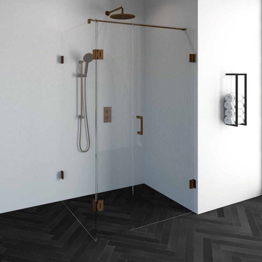 Tapo Creative rechthoekige douchecabine 3-delig 120x100 koper