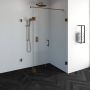Saniclass Create douchecabine vierkant 3 delig 90x90cm profielloos met pendeldeuren antikalk en 8mm veiligheidsglas geborsteld RVS 4JC11 - Thumbnail 4
