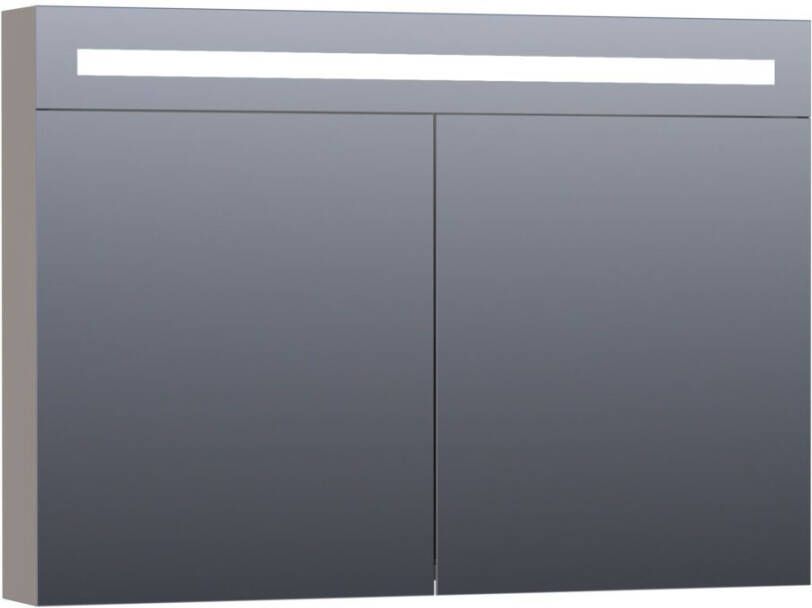 BRAUER Double Face Spiegelkast 100x70x15cm verlichting geintegreerd 2 links- rechtsdraaiende spiegeldeur MDF mat taupe 7353