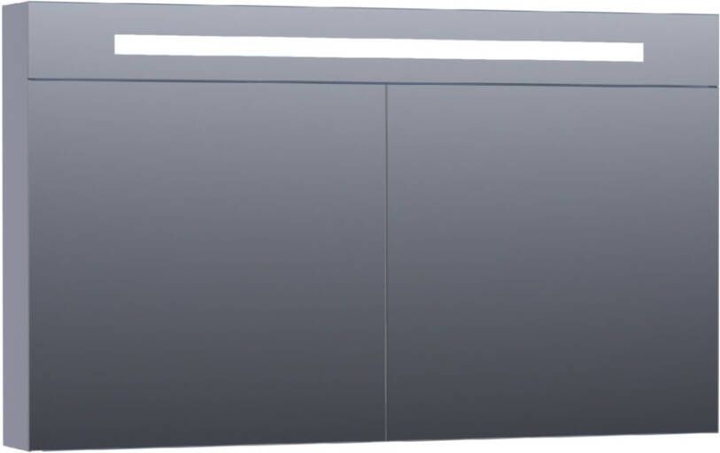 BRAUER Double Face Spiegelkast 120x70x15cm verlichting geintegreerd 2 links- rechtsdraaiende spiegeldeur MDF mat grijs 7360