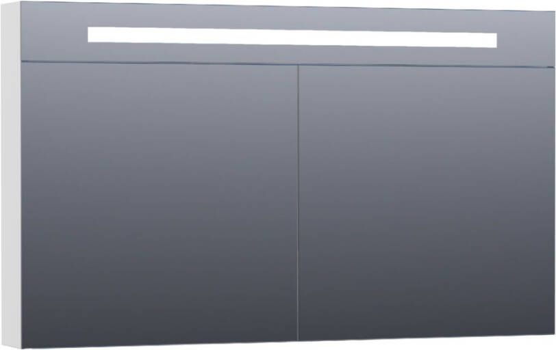 BRAUER Double Face Spiegelkast 120x70x15cm verlichting geintegreerd 2 links- rechtsdraaiende spiegeldeur MDF mat wit 7552