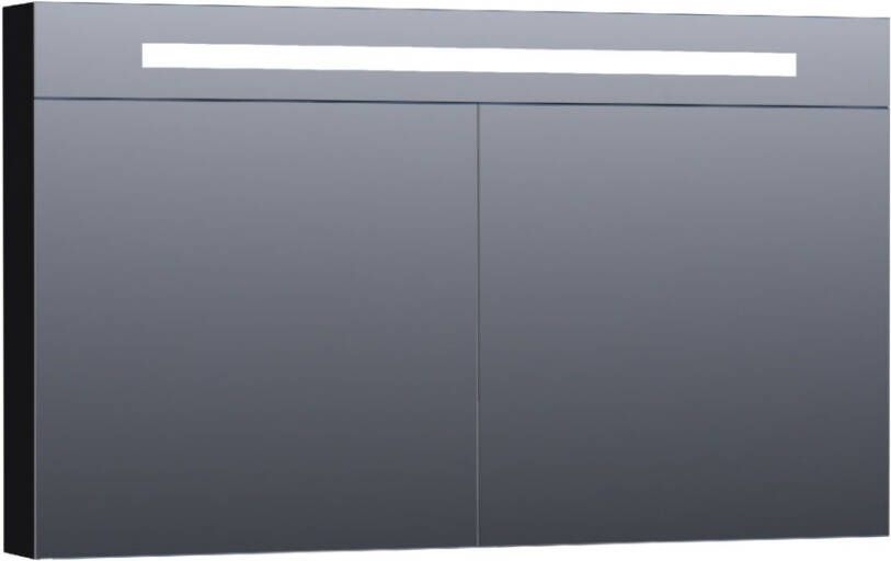 BRAUER Double Face Spiegelkast 120x70x15cm verlichting geintegreerd 2 links- rechtsdraaiende spiegeldeur MDF mat zwart 7366
