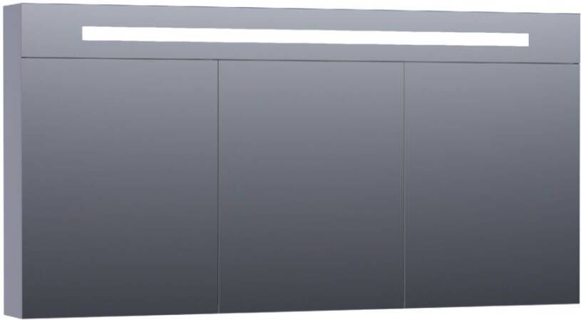 BRAUER Double Face Spiegelkast 140x70x15cm verlichting geintegreerd 3 links- rechtsdraaiende spiegeldeur MDF mat grijs 7361