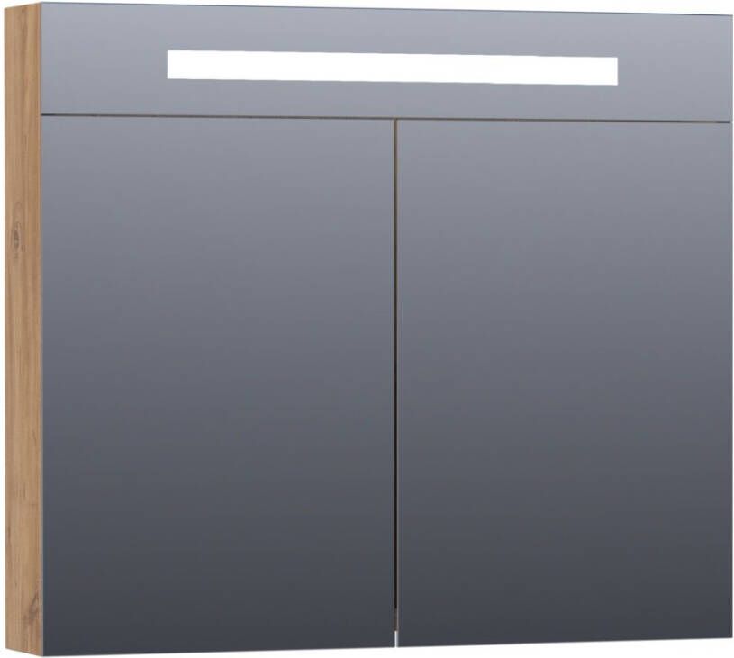 BRAUER Double Face Spiegelkast 80x70x15cm verlichting geintegreerd 2 links- rechtsdraaiende spiegeldeur MFC old castle 7382