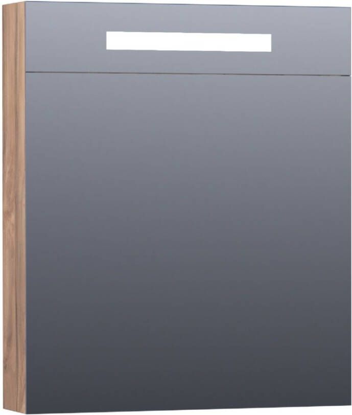 Saniclass Double Face spiegelkast 60x70x15cm verlichting geintegreerd met 1 linksdraaiende spiegeldeur MFC Almond SK-DF60LAL