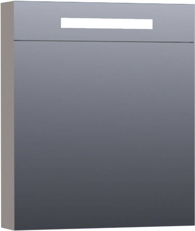 Saniclass Double Face spiegelkast 60x70x15cm verlichting geintegreerd met 1 rechtsdraaiende spiegeldeur MDF mat Taupe 7351