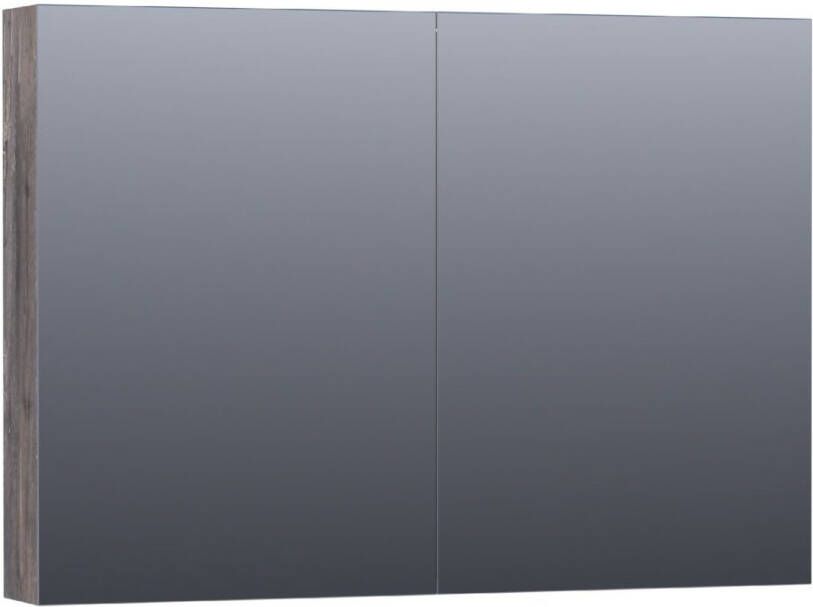 BRAUER Dual Spiegelkast 100x70x15cm 2 links- rechtsdraaiende spiegeldeur MFC grey Canyon SK-DU100GC