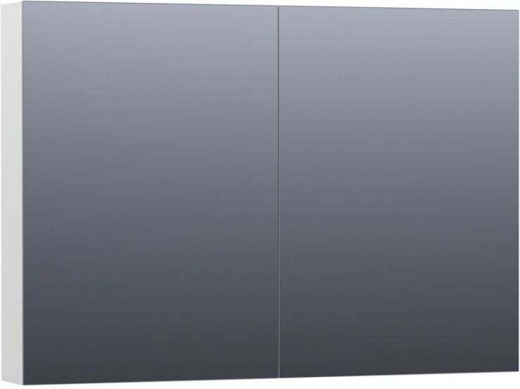 BRAUER Dual Spiegelkast 100x70x15cm 2 links- rechtsdraaiende spiegeldeur MDF hoogglans wit 7768 - Foto 2