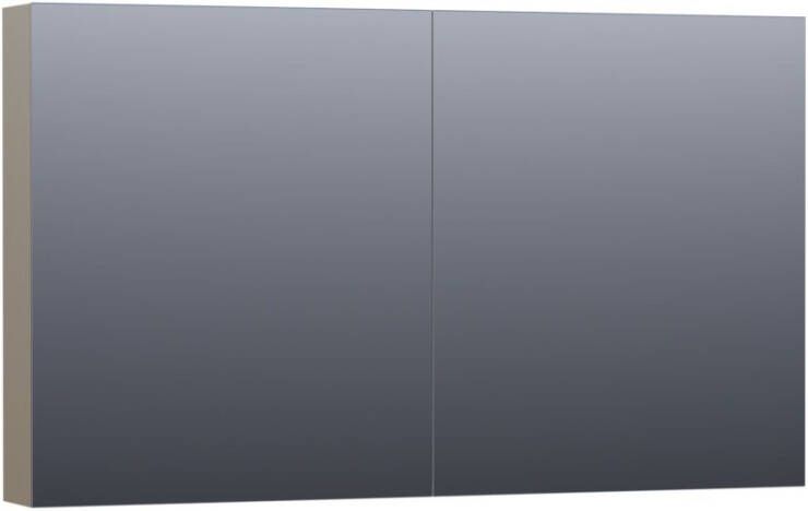 BRAUER Dual Spiegelkast 120x70x15cm 2 links- rechtsdraaiende spiegeldeur MDF hoogglans taupe 7154