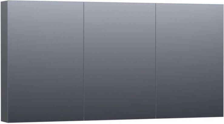 Saniclass Dual spiegelkast 140x70x15cm verlichting geintegreerd met 3 links- en rechtsdraaiende spiegeldeuren MDF hoogglans Grijs 7161