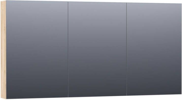 BRAUER Dual Spiegelkast 140x70x15cm verlichting geintegreerd 3 links- rechtsdraaiende spiegeldeur MFC sahara 7191