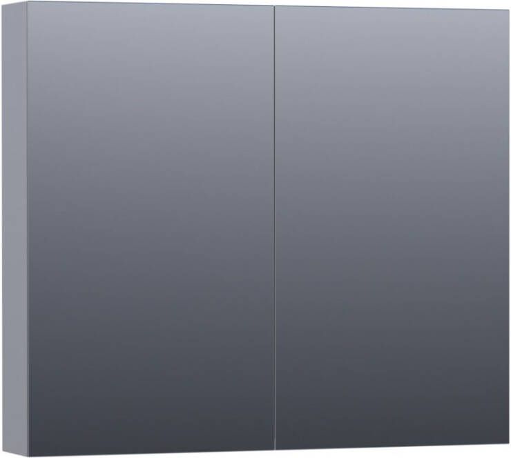 BRAUER Dual Spiegelkast 80x70x15cm 2 links- rechtsdraaiende spiegeldeur MDF mat grijs 7176