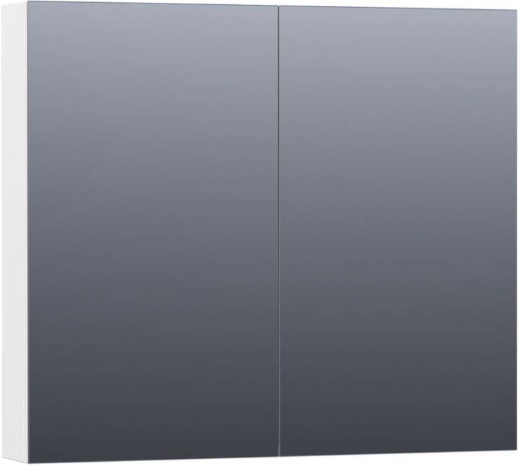 BRAUER Dual Spiegelkast 80x70x15cm 2 links- rechtsdraaiende spiegeldeur MDF mat wit 7763