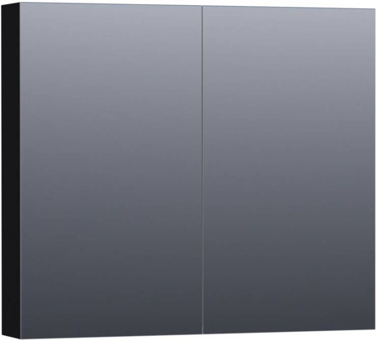 BRAUER Dual Spiegelkast 80x70x15cm 2 links- rechtsdraaiende spiegeldeur MDF mat zwart 7182 - Foto 2