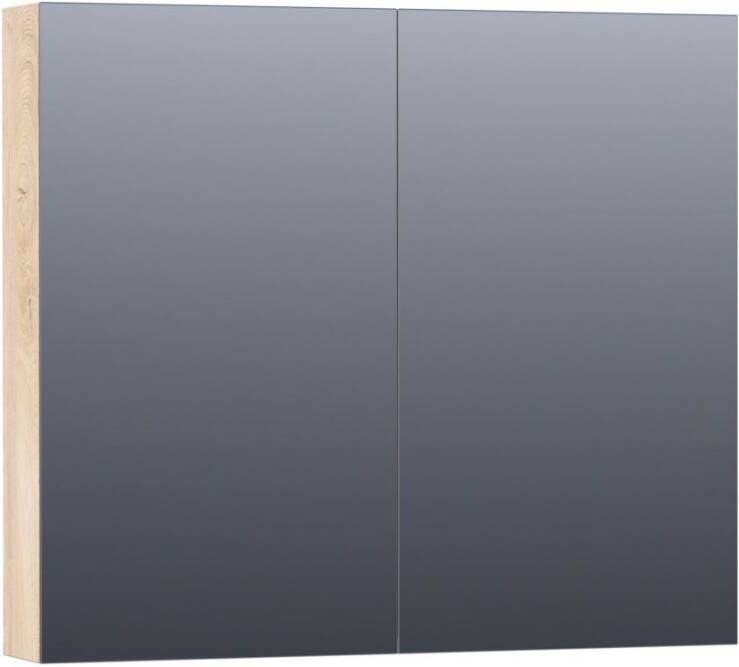 BRAUER Dual Spiegelkast 80x70x15cm 2 links- rechtsdraaiende spiegeldeur MFC sahara 7188