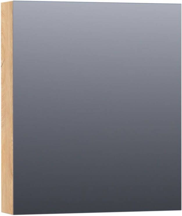 Brauer Impress Deluxe spiegelkast 60x70x15cm interne en externe verlichting 1 rechtsdraaiende dubbelzijdige spiegeldeur Forest Tan SK-IMD60RFT