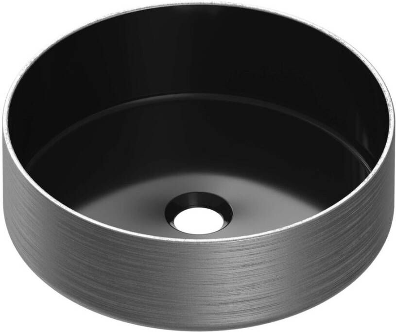 Brauer Circle waskom 36x36cm rond keramiek mat zwart en zilver WK-CC36ROMZZI