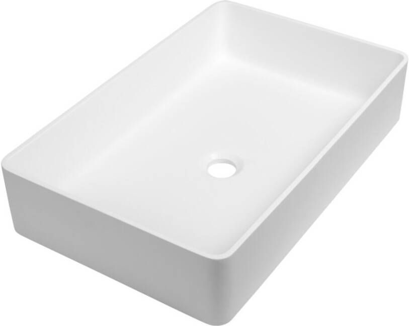 Brauer Vortex waskom 58 rechthoekig afgerond fine stone mat wit WK-VX58RAMW