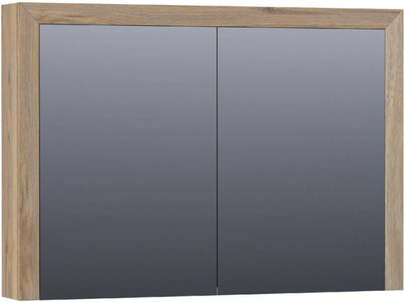 BRAUER Massief eiken Spiegelkast 100x70x15cm 2 links rechtsdraaiende spiegeldeuren Hout Vintage oak 70481VOG