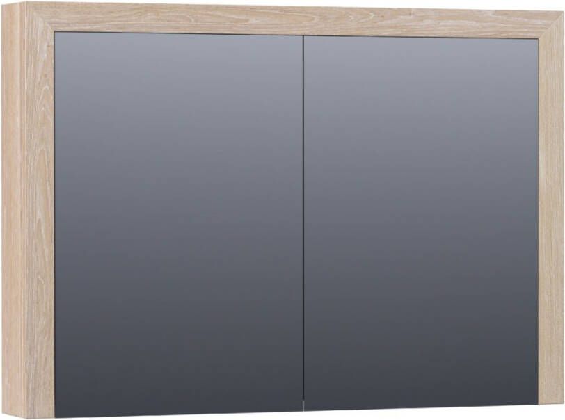 BRAUER Massief eiken Spiegelkast 100x70x15cm 2 links rechtsdraaiende spiegeldeuren Hout white oak 70481WOG - Foto 1