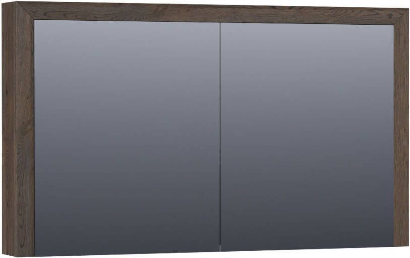 Saniclass Massief eiken spiegelkast 120x70x15cm met 2 links- en rechtsdraaiende spiegeldeuren Hout Black oak 70511BOG